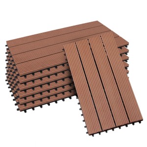 KARAT WPC Terrassenfliesen Royal, hellbraun, 6er-Set. Klickfliesen mit Holzdielenoptik für Terrasse und Balkon.