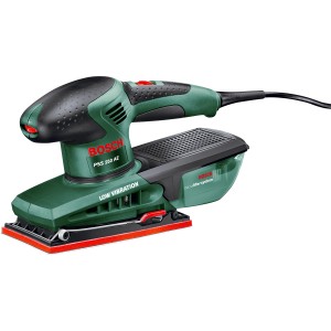 Bosch Schwingschleifer PSS 250 AE mit Staubabsaugung und Schleifblättern im Koffer.