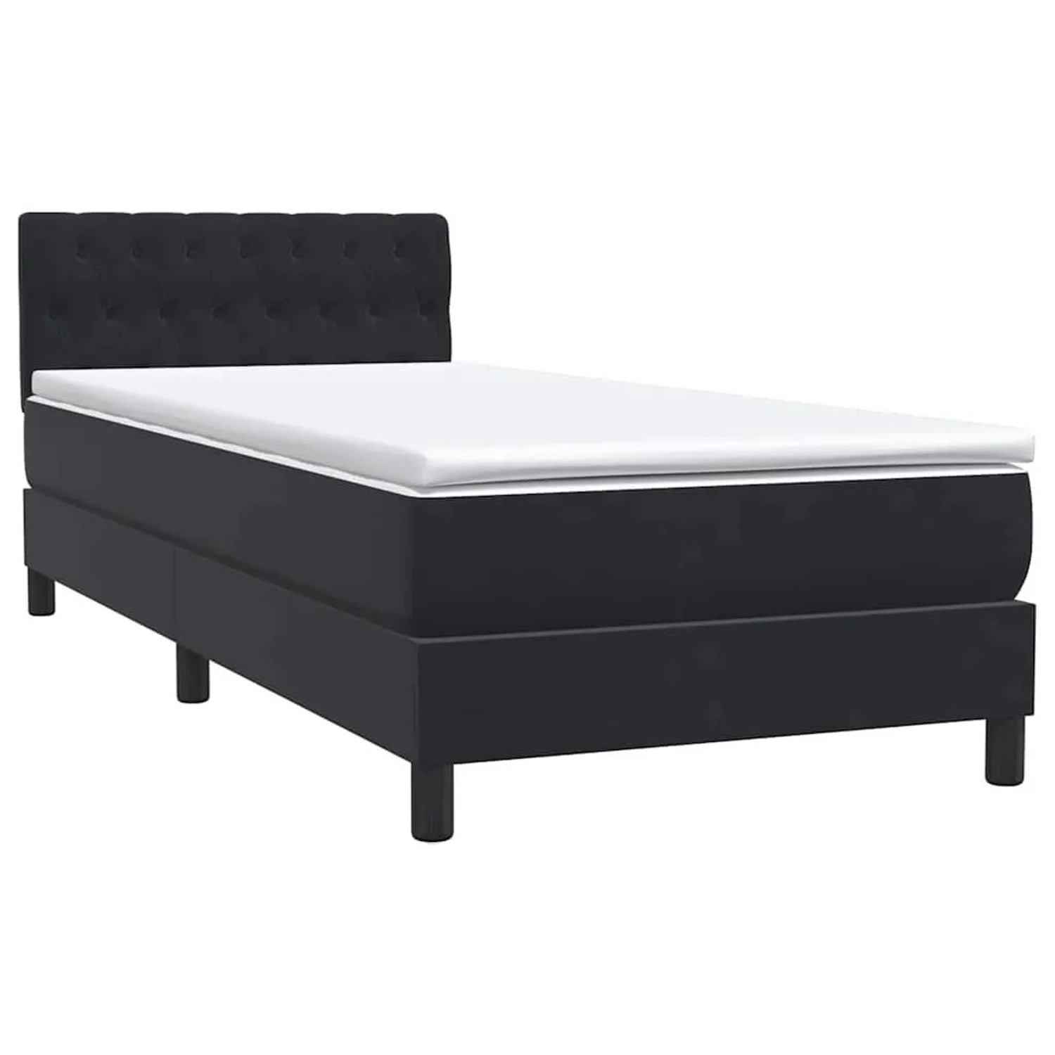 vidaXL Boxspringbett mit Matratze Schwarz 90x220 cm Samt 3316529 günstig online kaufen