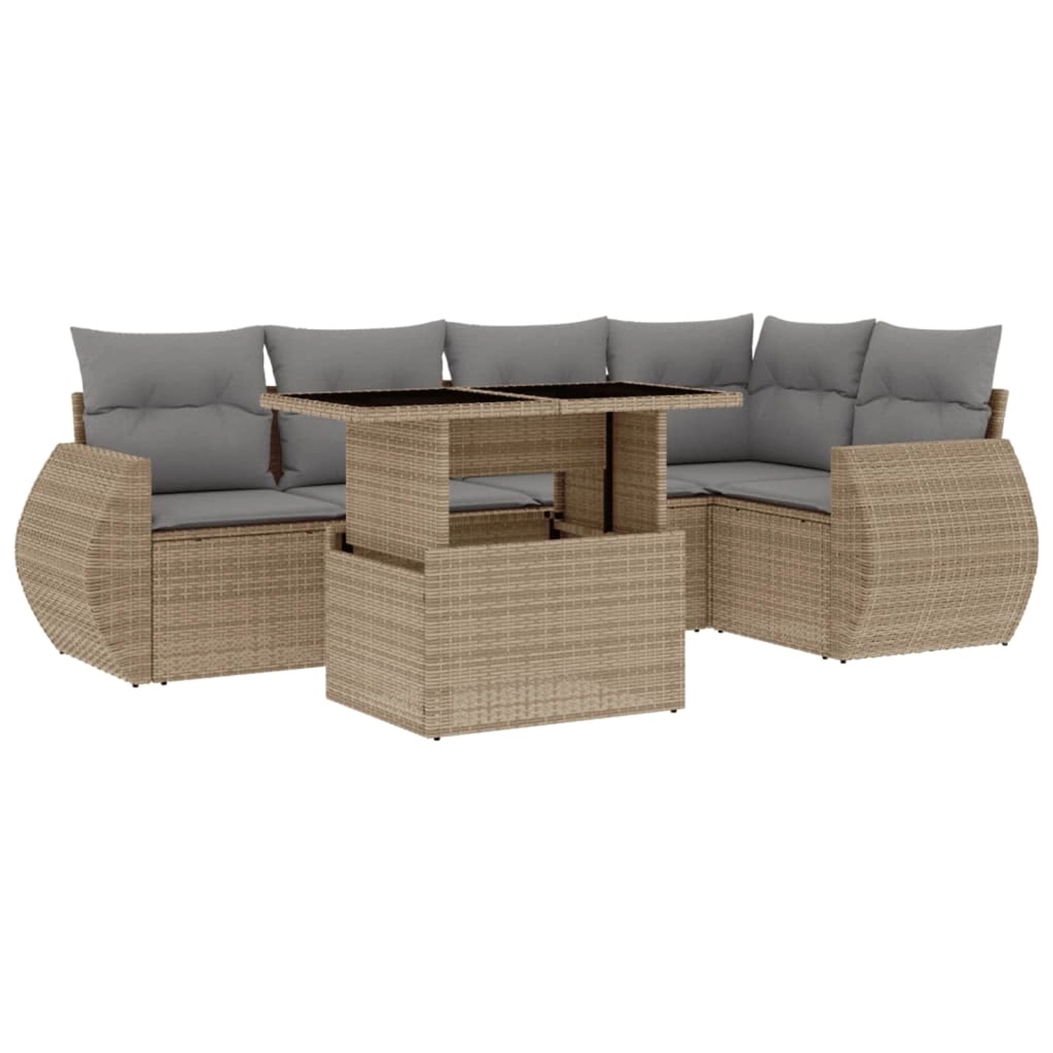 vidaXL 6-Tlg Garten-Sofagarnitur mit Kissen Beige Poly Rattan 3268519 günstig online kaufen