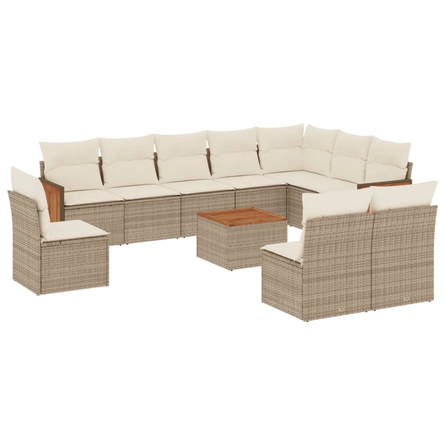 vidaXL 11-Tlg Garten-Sofagarnitur mit Kissen Beige Poly Rattan 3227759