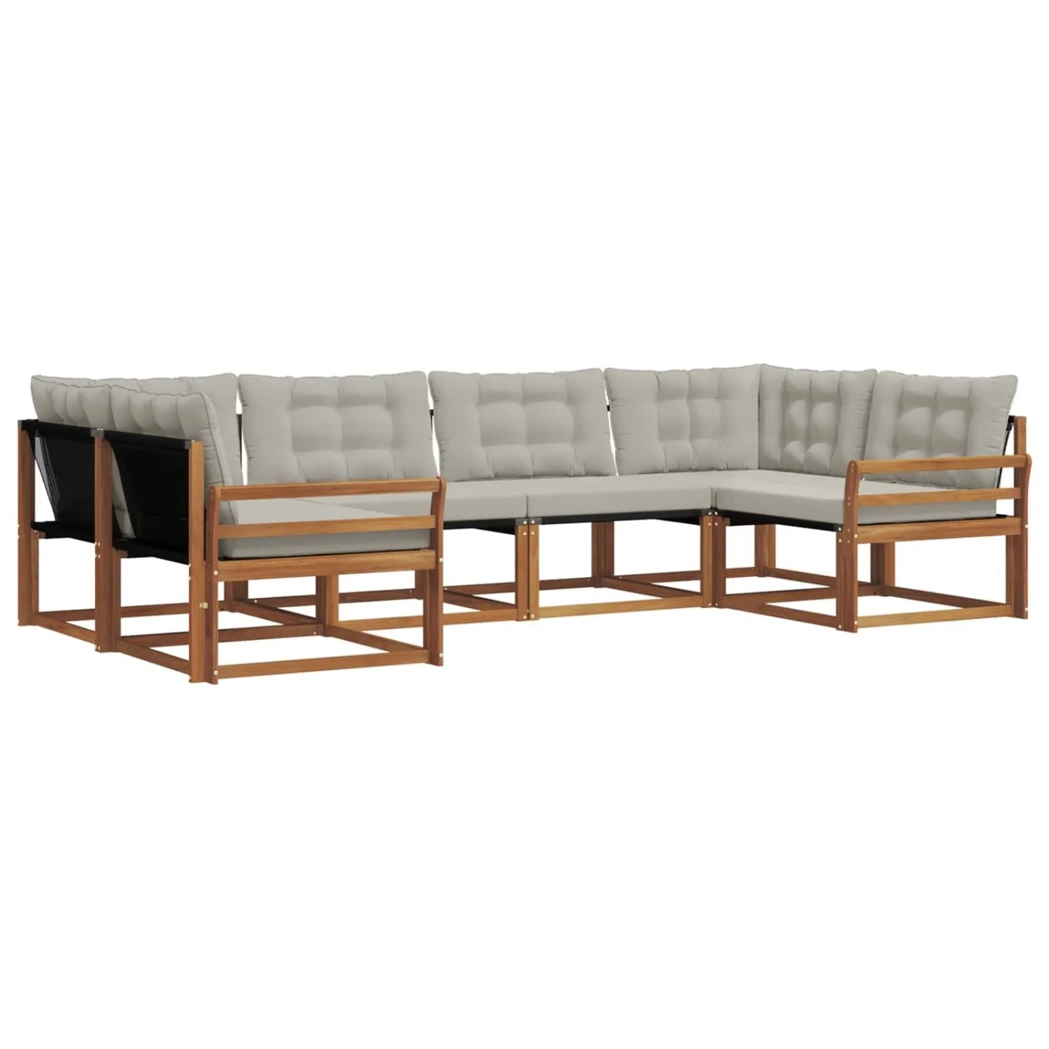 vidaXL Outdoor-Sofagarnitur mit Kissen 6-Tlg Natur und Hellgrau 3369794