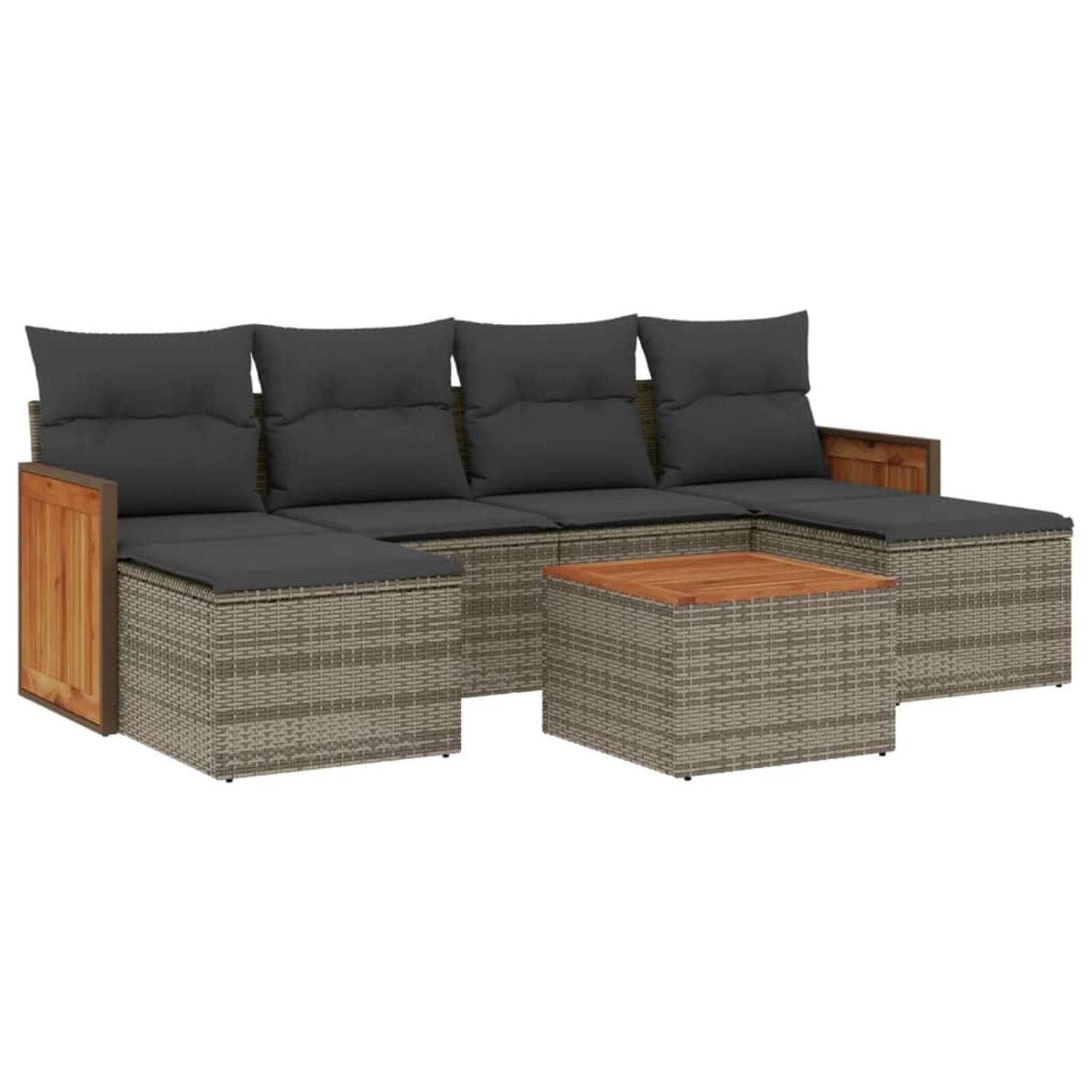 vidaXL 7-tlg Garten-Sofagarnitur mit Kissen Grau Poly Rattan Modell 90 günstig online kaufen