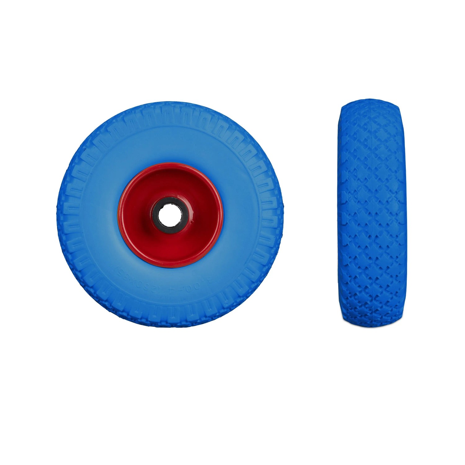 Relaxdays Sackkarrenrad 2er Set Vollgummi Blau Rot Pannensicher 26 cm x 8,5 cm 1 kg