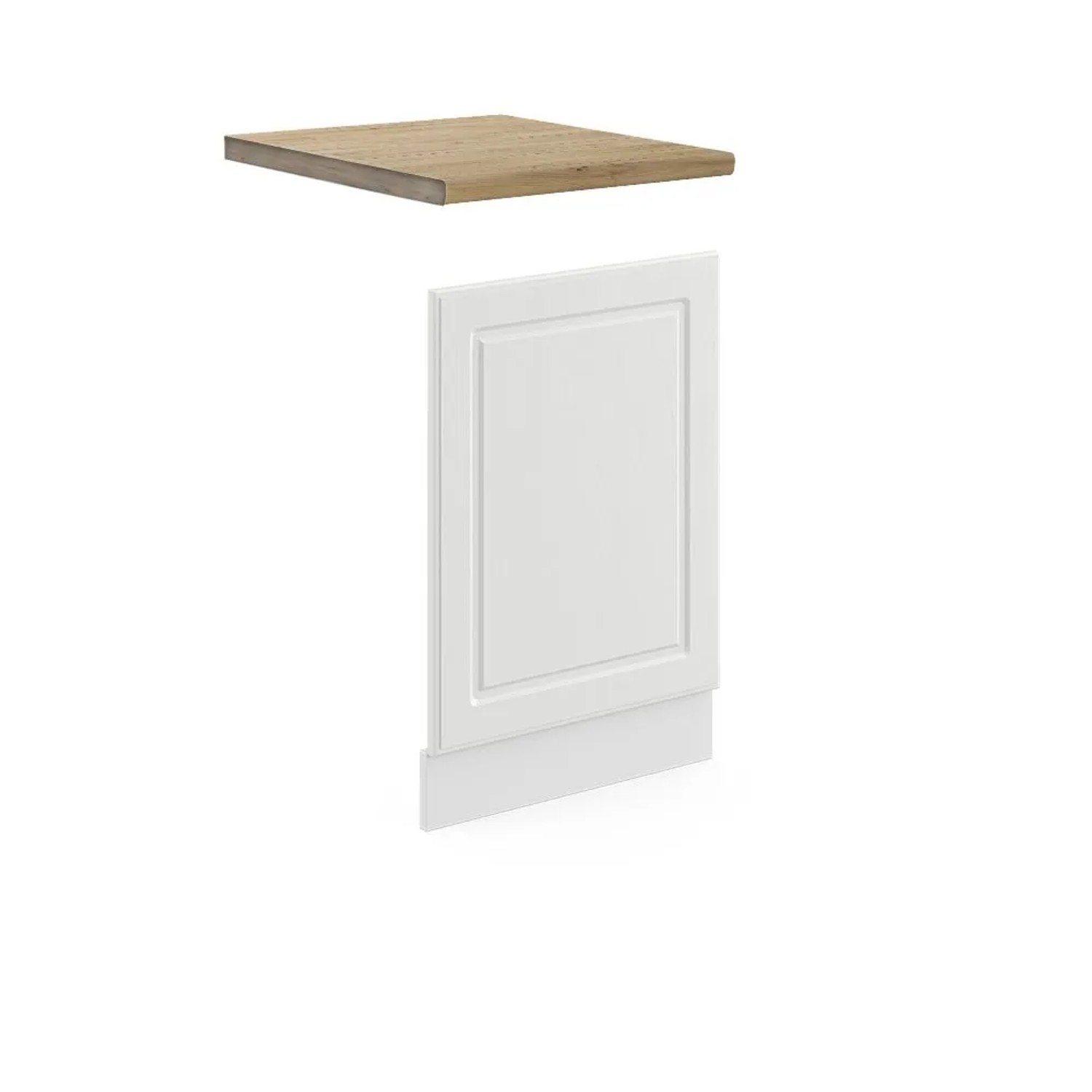 Vicco Frontblende R-Line Geschirrspüler Fronttür Weiß Landhaus Weiß 45 cm AP Eiche