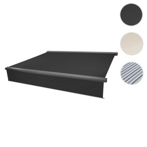 MCW Kassetten-Markise H124 Volant Ausfahrbar 5x3m Polyester Anthrazit Grau