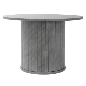 Runder Couchtisch in Beton-Optik, grau, Ø60 cm, mit gerilltem Zylinderfuß. Moderner Wohnzimmertisch.