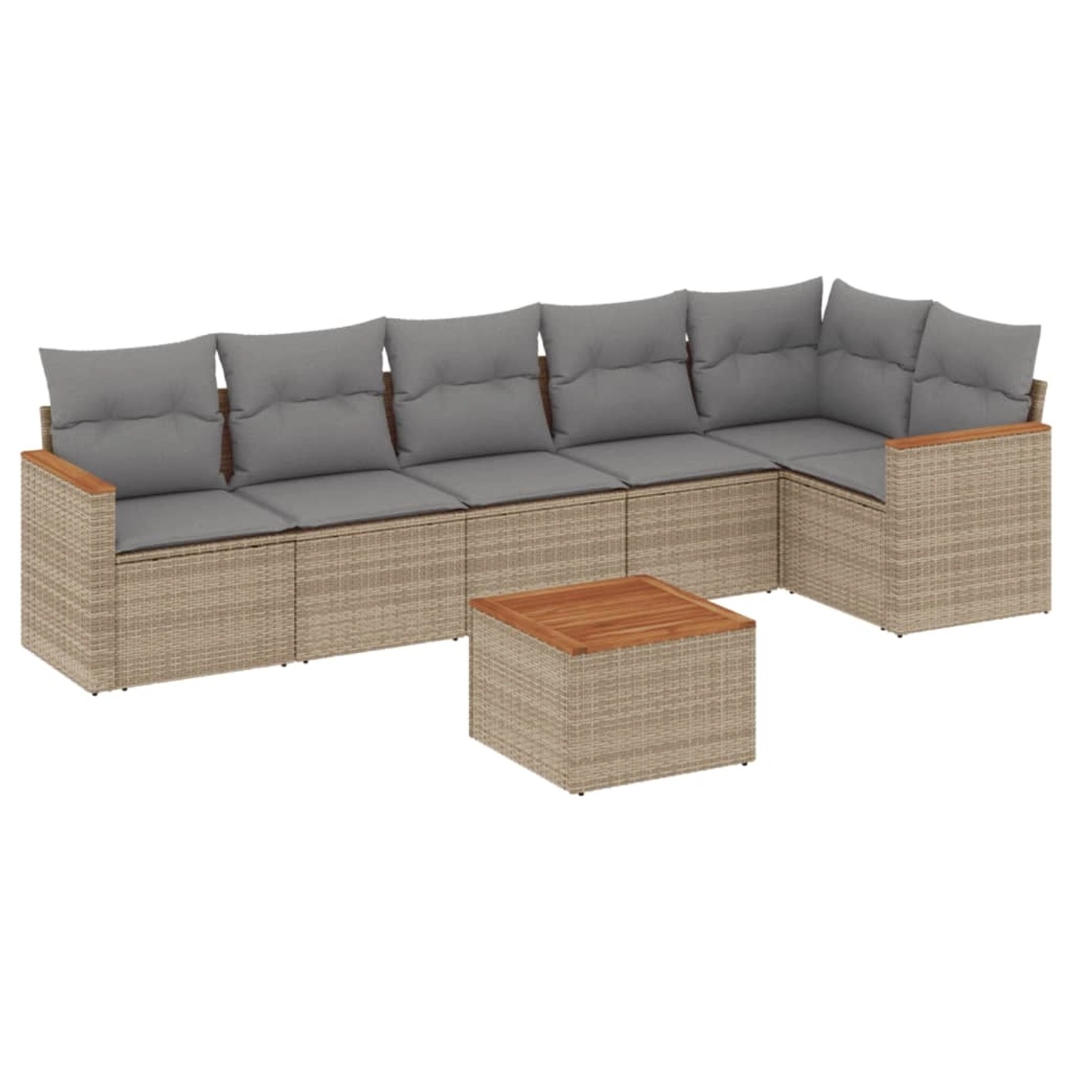vidaXL 7-Tlg Garten-Sofagarnitur mit Kissen Beige Poly Rattan 3225996 günstig online kaufen