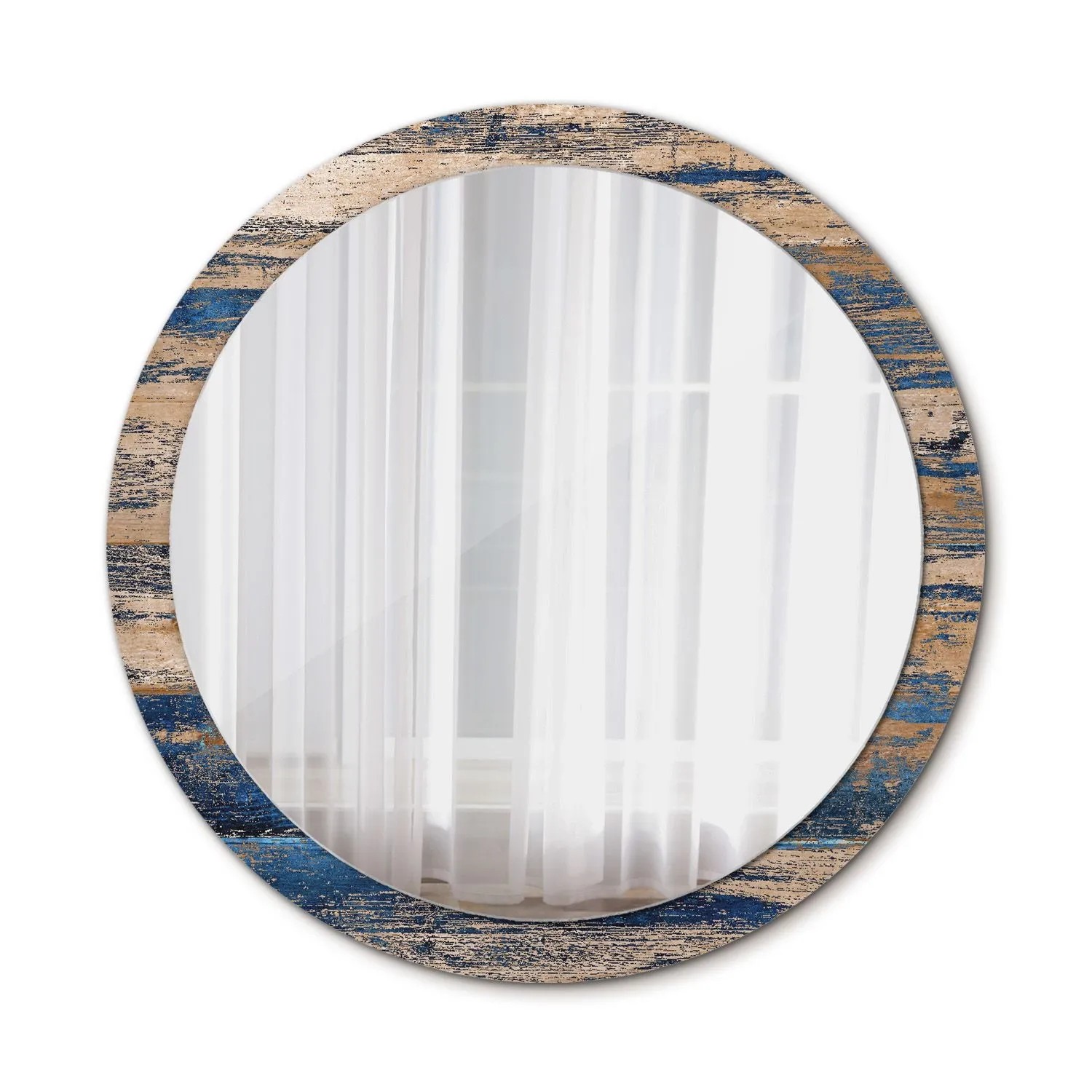 Tulup Bedruckte Spiegel Abstraktes Holz 100x100 cm Runder Spiegel mit Dekoration Dekorativer Spiegel Spiegel Ornamente