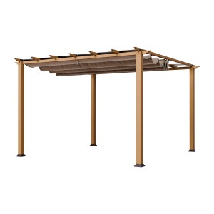 Paragon Outdoor Pergola Florida mit verschiebbarem Sonnendach in Natur, Aluminium/Textil, 350x350 cm.