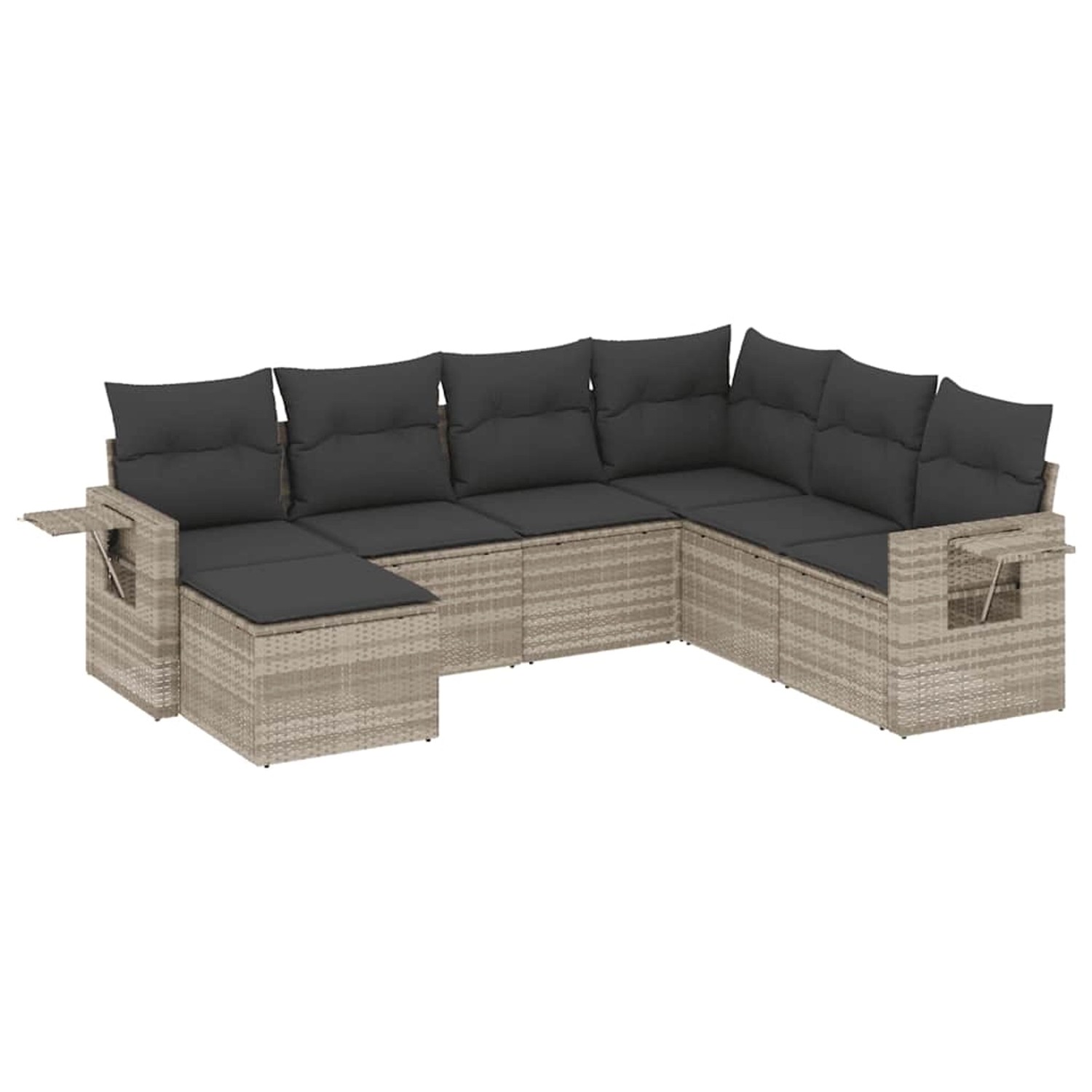vidaXL 7-Tlg Garten-Sofagarnitur mit Kissen Hellgrau Poly Rattan 3220501 günstig online kaufen