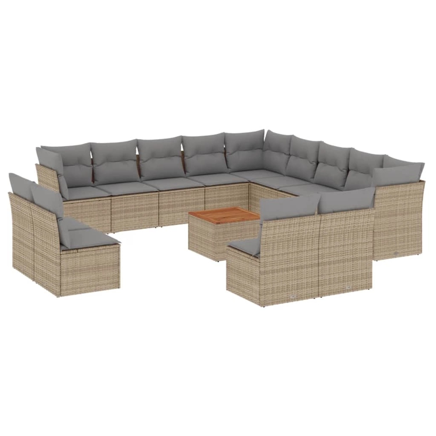 vidaXL 14-Tlg Garten-Sofagarnitur mit Kissen Beige Poly Rattan 3256269 günstig online kaufen