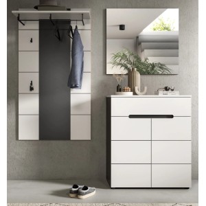 Inn.Furn Garderoben-Set 3-teilig in Weiß und Grau 175 cm Cooper
