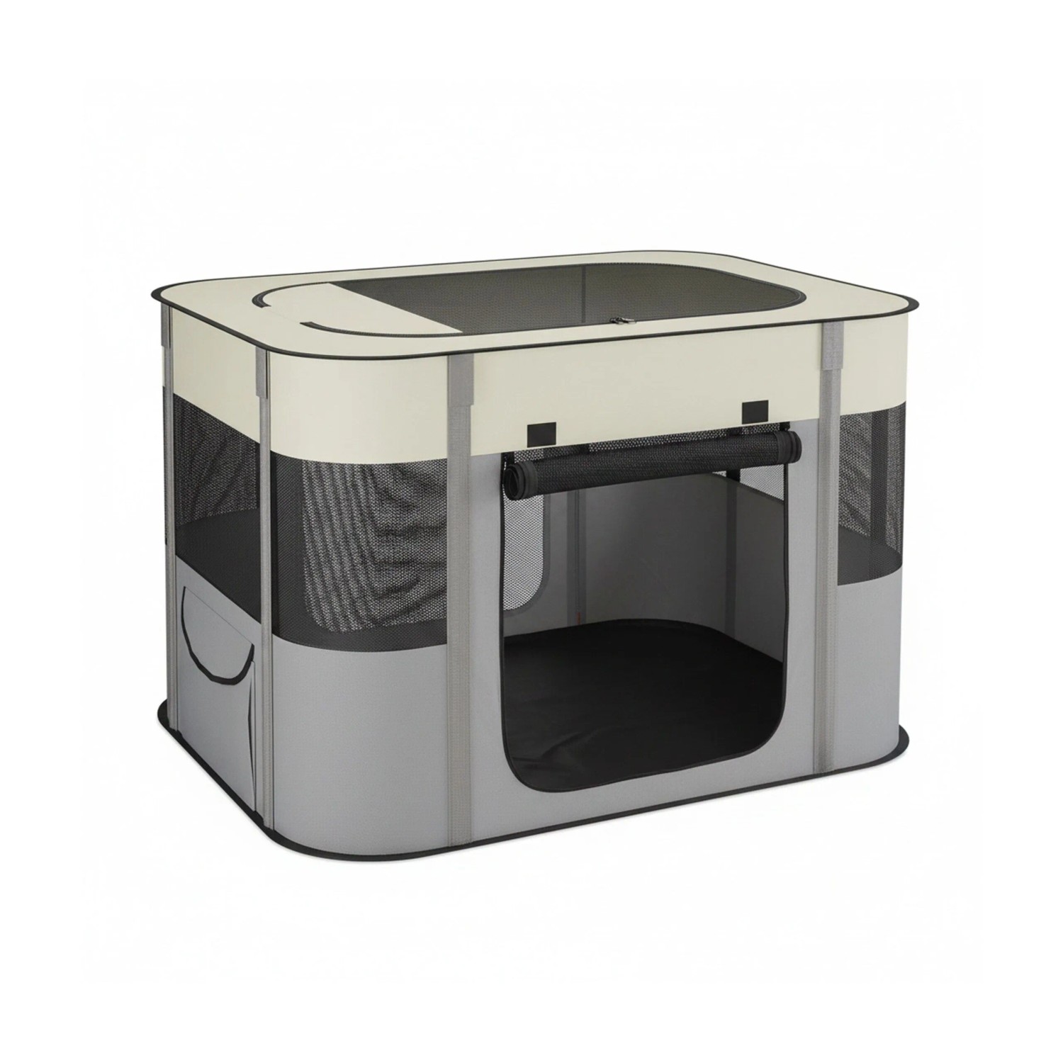 Relaxdays Welpenauslauf Oxford Gewebe Fiberglas Schwarz Grau Beige Faltbar 55 cm x 82 cm x 60 cm 1,2 kg