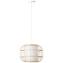 Weiße Brilliant Pendelleuchte Bones, Ø 40 cm, mit Bambus-Details für gemütliches Licht.