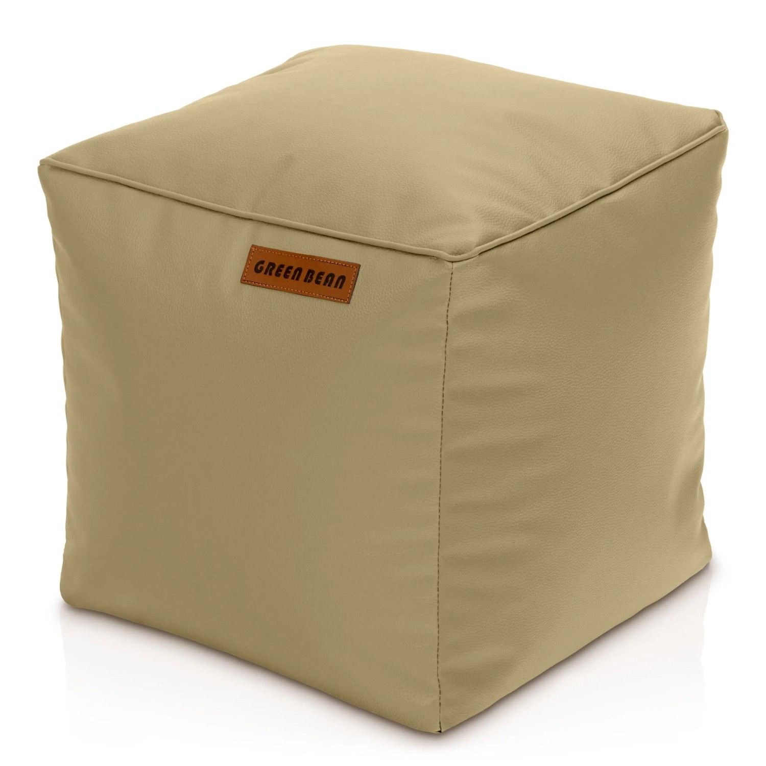 Green Bean Sitzhocker Cube 40 x 40 x 40 cm Leder mit EPS-Perlen-Füllung Helles Kamel