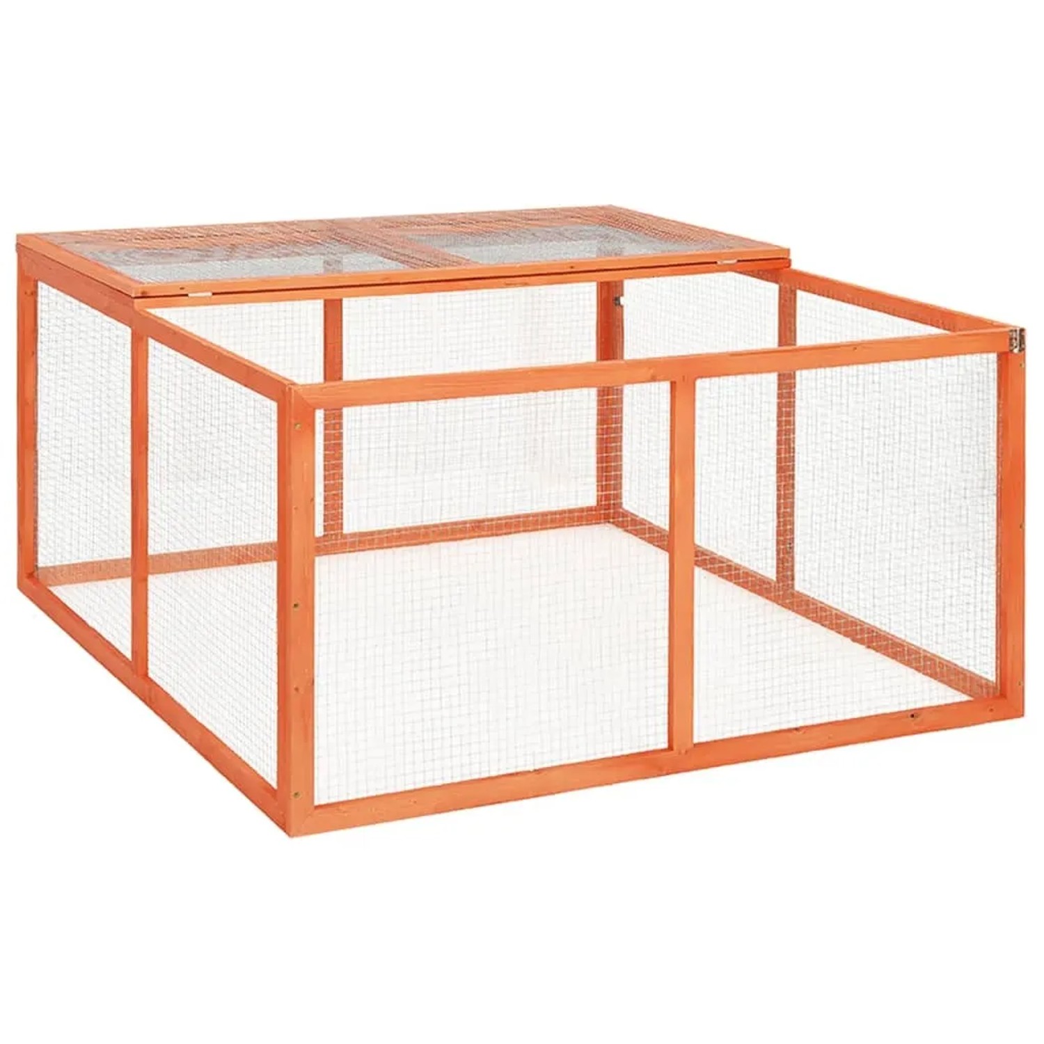 vidaXL Kaninchenstall aus Tannenholz, 124x120x60 cm, mit Drahtgitter für den Garten.
