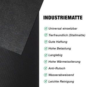Schwarze KARAT Stallmatte, 100x200x0,3 cm, robust und wasserbeständig für Stall und Trockenausbau.