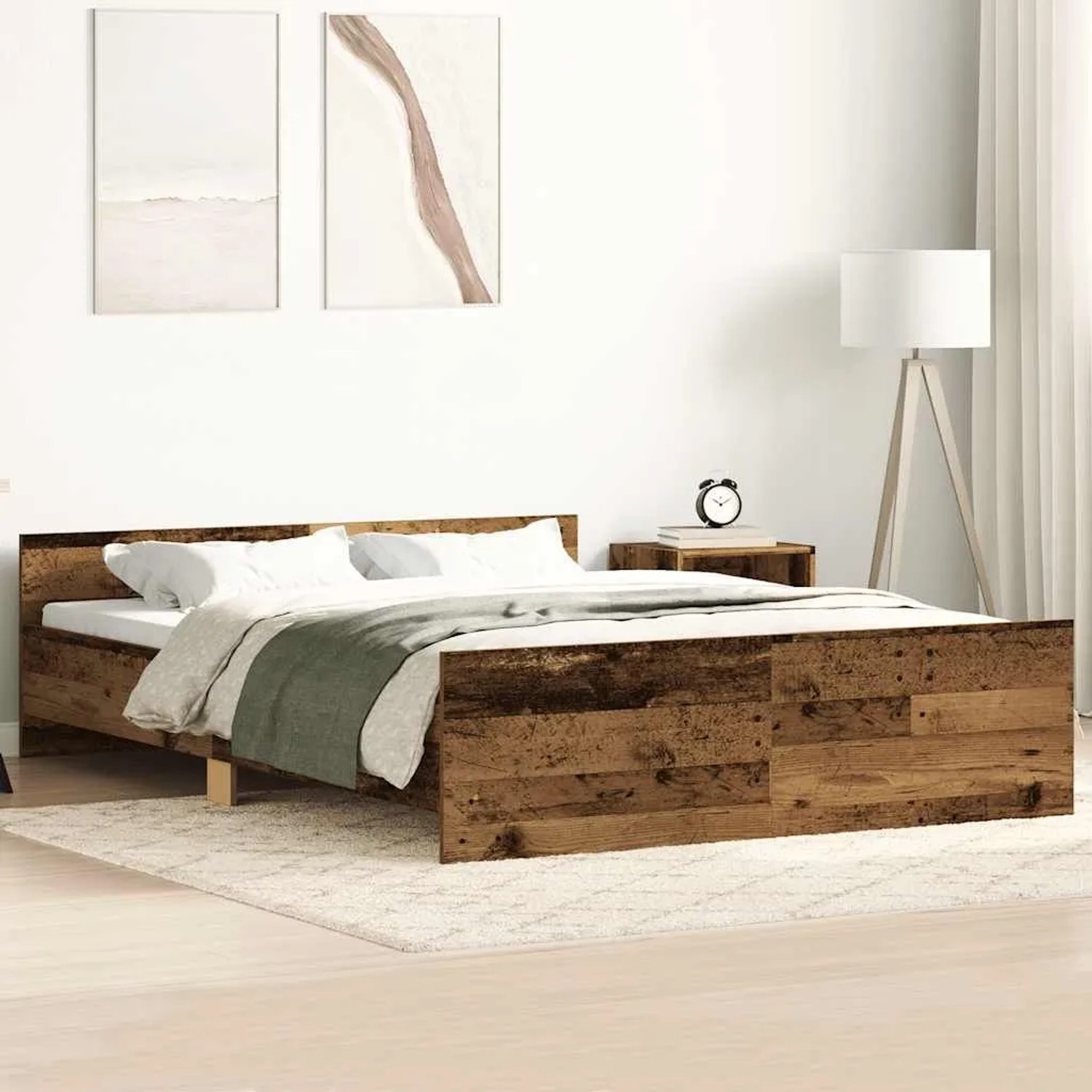 vidaXL Bettgestell Ohne Matratze Altholz-Optik 120x200cm Holzwerkstoff 3328732_2