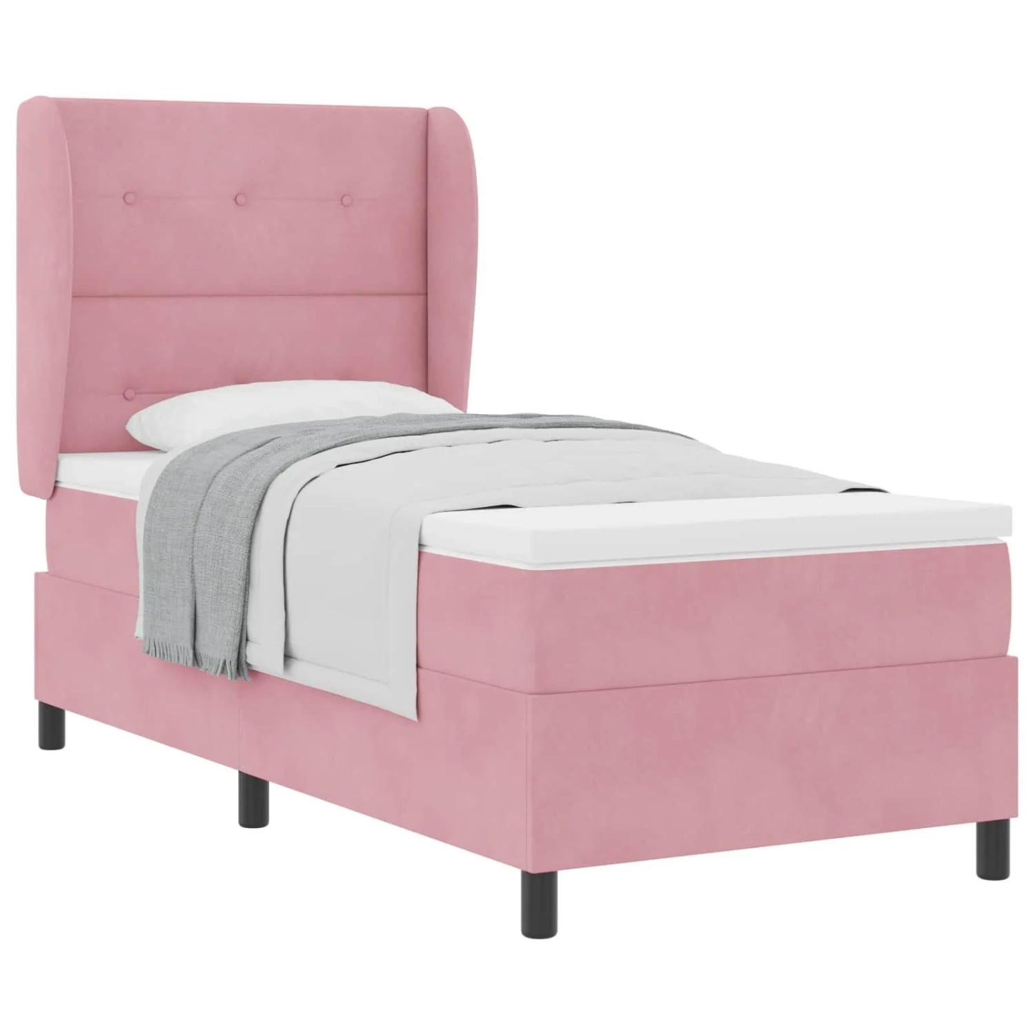 vidaXL Boxspringbett mit Matratze Rosa 190 x 90 cm Polyester 3340909