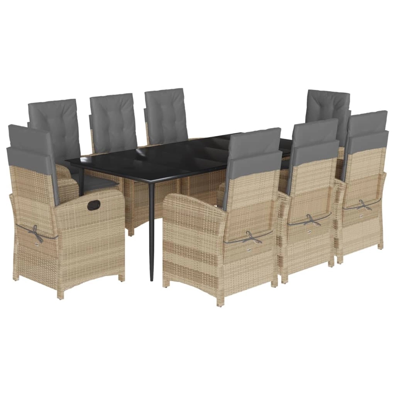 vidaXL 9-Tlg Garten-Essgruppe mit Kissen Beigemischung Poly Rattan 3212399 günstig online kaufen