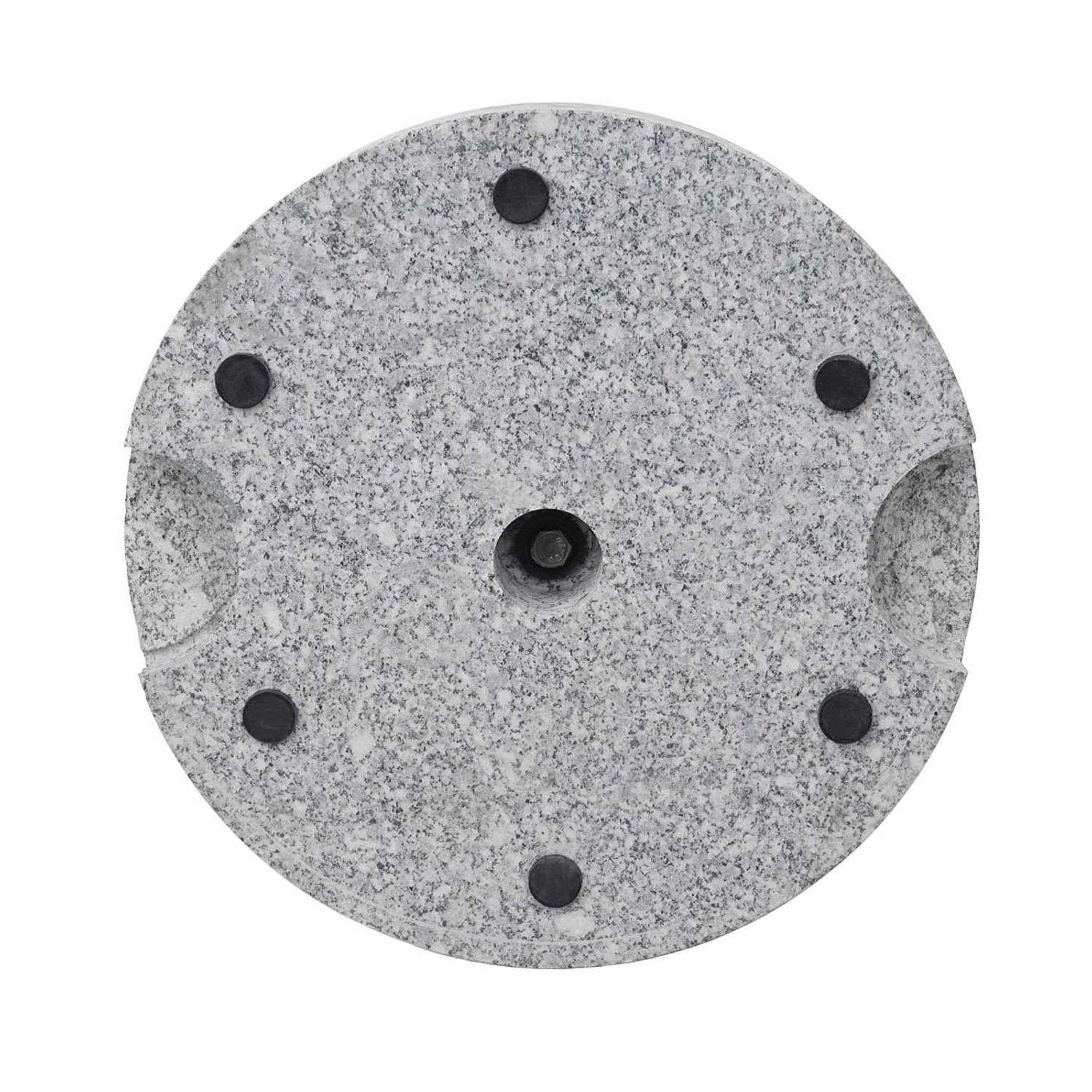 Runder, grauer MCW Sonnenschirmständer F92 aus poliertem Granit, 24 kg schwer.