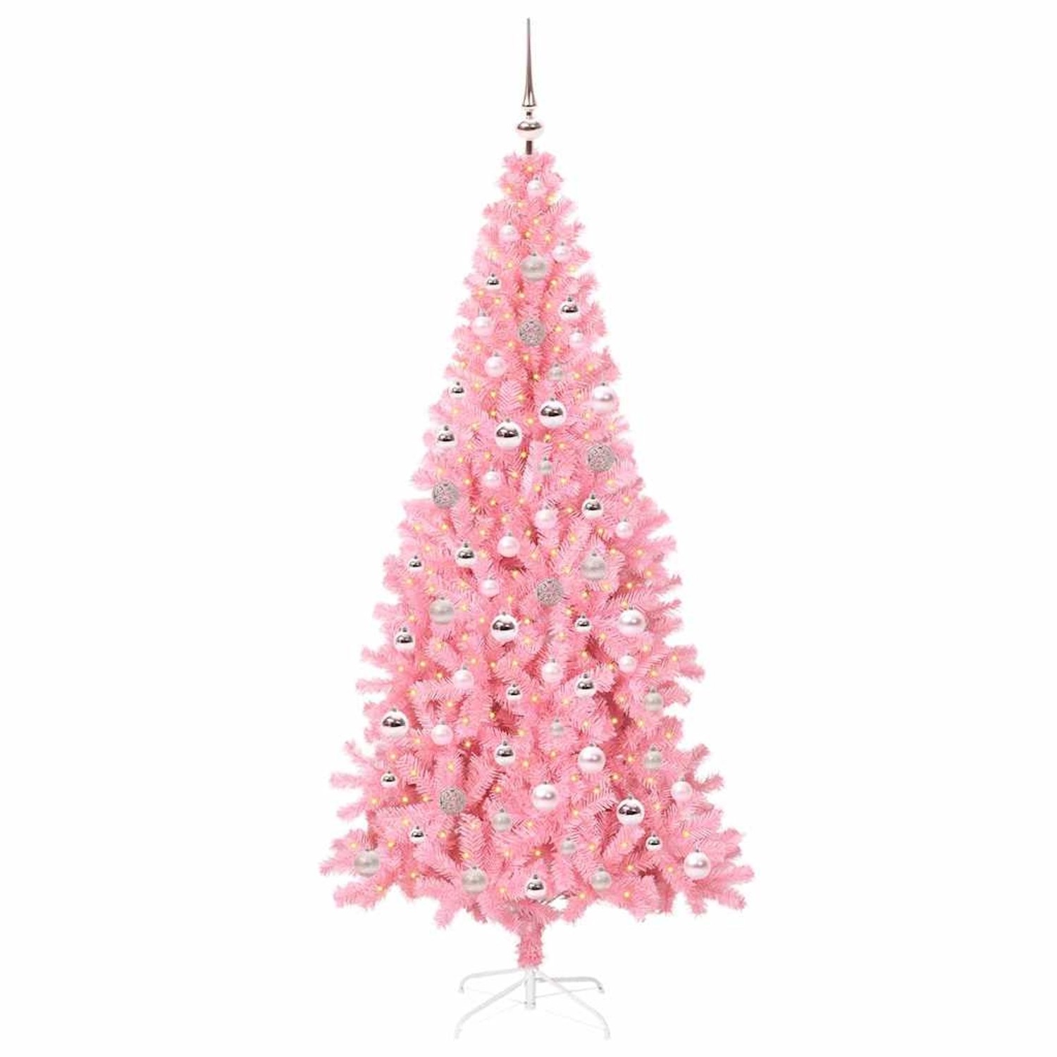 vidaXL Weihnachtsbaum mit 300 LEDs mit Ständer Rosa 240 cm PVC 3396449