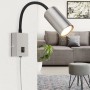 Wandlampe Robby, 1-flammig, Nickel matt, mit Flexarm und Schalter. Moderne Wandleuchte für GU10 Leuchtmittel.