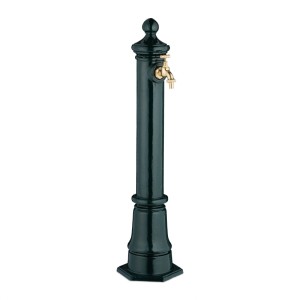 Relaxdays Standbrunnen Aluminiumguss Grün Antik mit Goldenem Wasserhahn 80 cm x 18 cm x 20,5 cm 4,9 kg