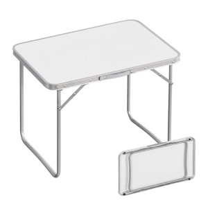 Relaxdays Campingtisch MDF Eisen Aluminium Weiß Klappbar Wasserabweisend 68,5 cm x 80 cm x 60 cm 3,2 kg