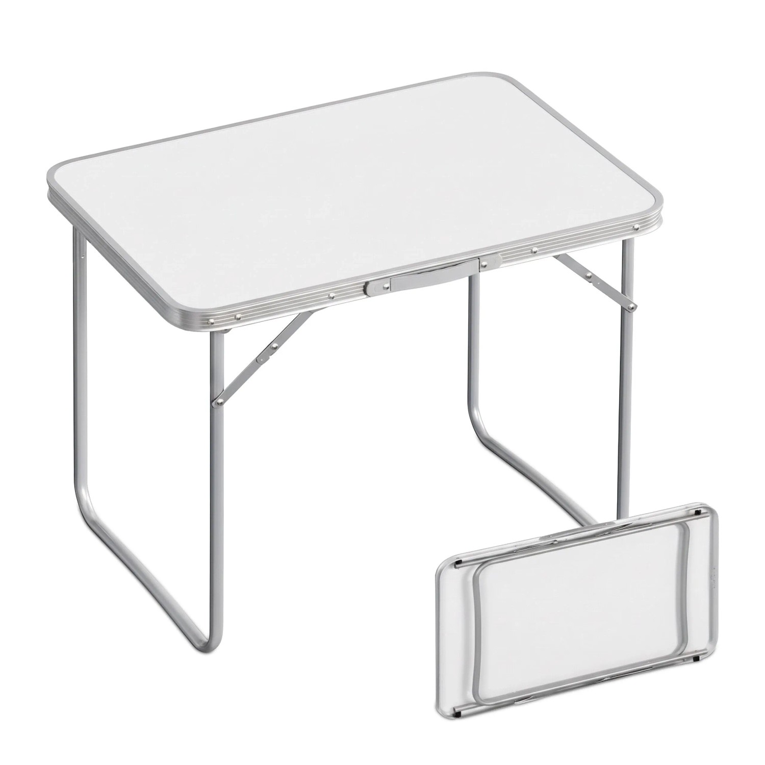 Relaxdays Campingtisch MDF Eisen Aluminium Weiß Klappbar Wasserabweisend 68,5 cm x 80 cm x 60 cm 3,2 kg