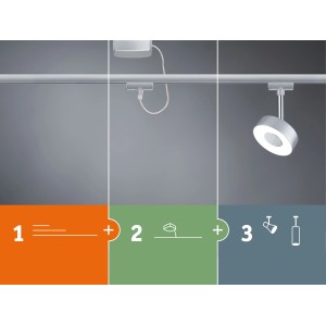 Paulmann URail Basissystem Light&Easy, 3,10 m, Chrom matt. Schienensystem mit Leuchte.