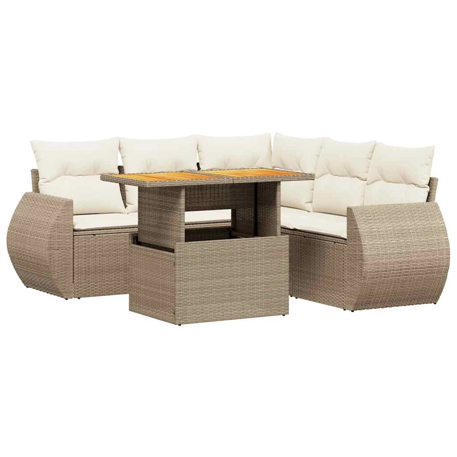 vidaXL 6-Tlg Garten-Sofagarnitur mit Kissen Beige Poly Rattan 3272192 günstig online kaufen