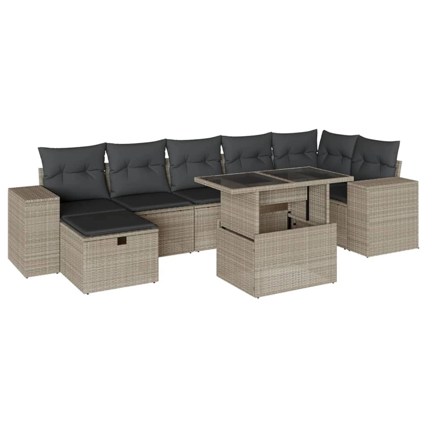 vidaXL 8-Tlg Garten-Sofagarnitur mit Kissen Hellgrau Poly Rattan 3275312 günstig online kaufen