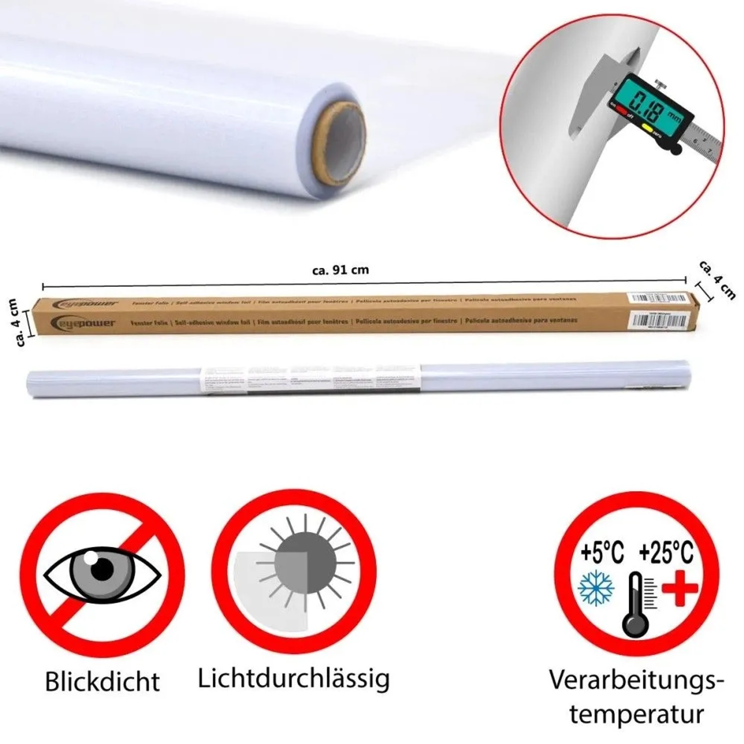 eyepower Milchglasfolie selbstklebend 90 x 200 cm kaufen bei OBI