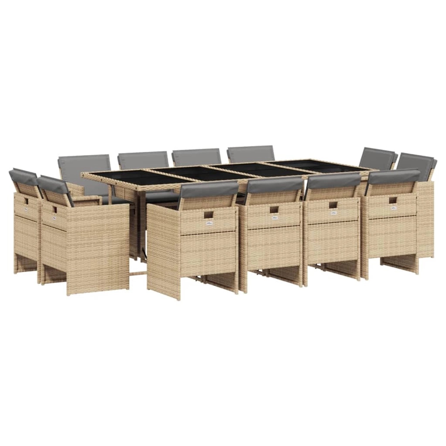 vidaXL 13-Tlg Garten-Essgruppe mit Kissen Beigemischung Poly Rattan 3277811 günstig online kaufen