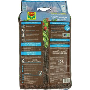 Sack Compo Qualitäts-Blumenerde mit ca. 50% weniger Gewicht, 40 Liter. Universalerde für Zimmer-, Balkon- und Gartenpflanzen.