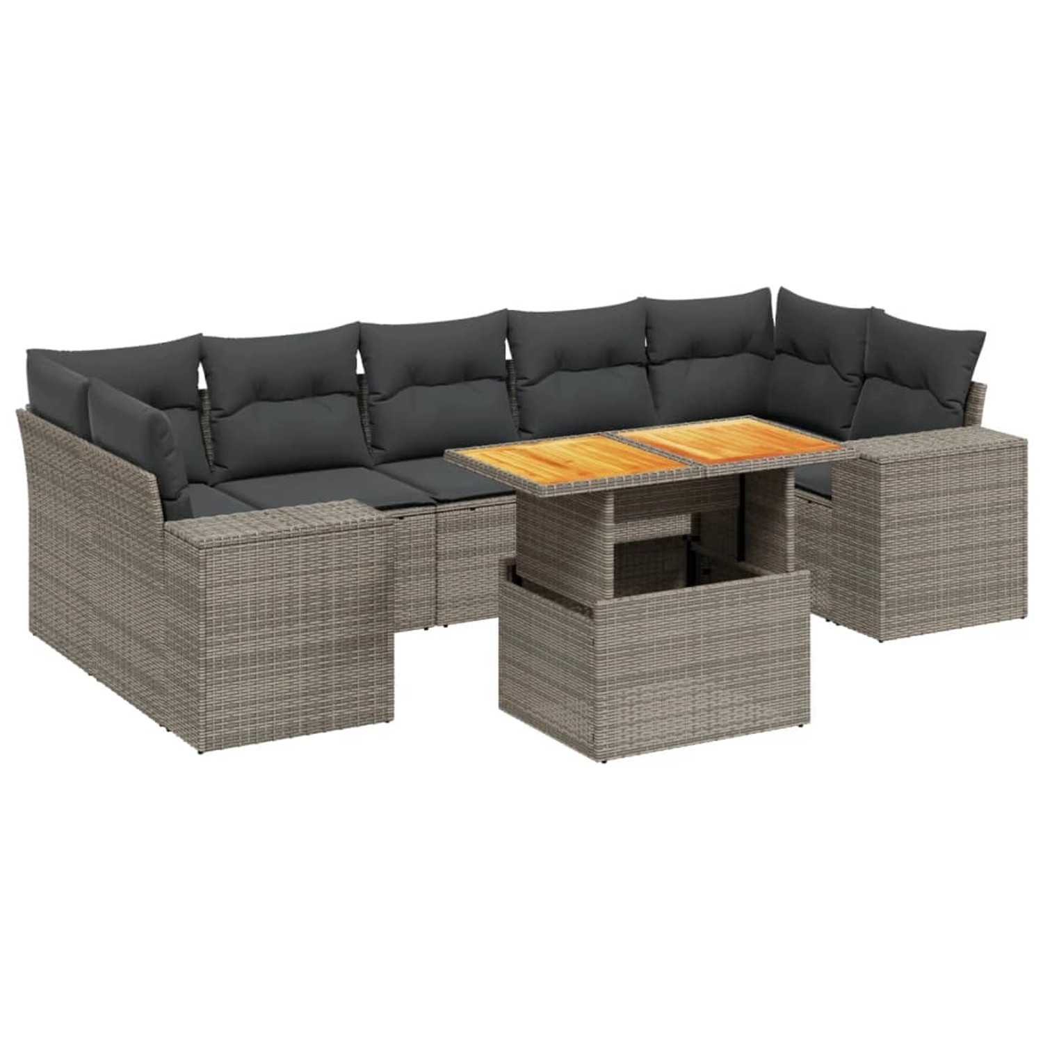 vidaXL 8-Tlg Garten-Sofagarnitur mit Kissen Grau Poly Rattan 3272551 günstig online kaufen