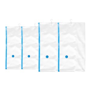 Relaxdays Vakuumbeutel 4er Set Kunststoff Transparent mit Haken 140 cm x 70 cm