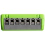 Grüner Shelly Smarte Relais Dimmer Gen 4 für die Hausautomation, Detailansicht der Anschlüsse.