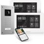 Balter Entri L Video Türklingel Komplettset mit silberner Türstation, zwei 7 Zoll Monitoren und App-Steuerung.