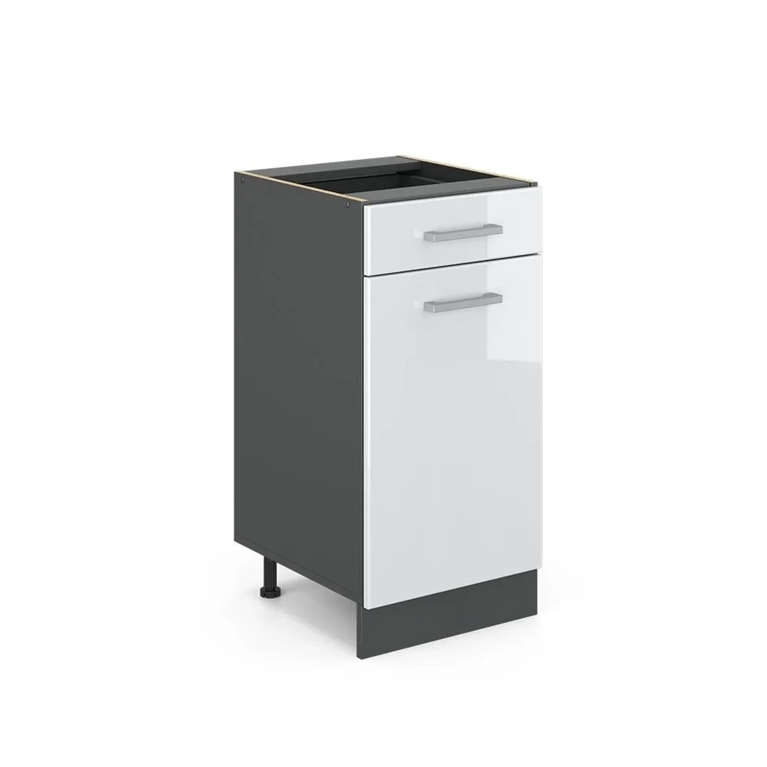 Vicco Küchenunterschrank R-Line Weiß Hochglanz Anthrazit 40 cm ohne Arbeitsplatte