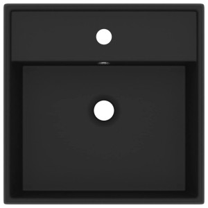 vidaXL Luxus-Waschbecken Überlauf Quadratisch Matt Schwarz 41x41 cm 146953