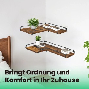 Songmics Eckregal Barnet-old Industrie-Design Braun-Schwarz