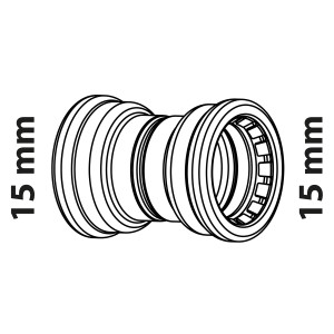 Kirchhoff Doppelmuffe Blank, 15 mm, zum Verbinden von Kupferrohren in Heizungs- und Sanitäranlagen.