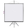 Weiße Projektionsleinwand 72 Zoll mit schwarzem Stativ, 1:1 Format. Ideal für Heimkino & Präsentationen.