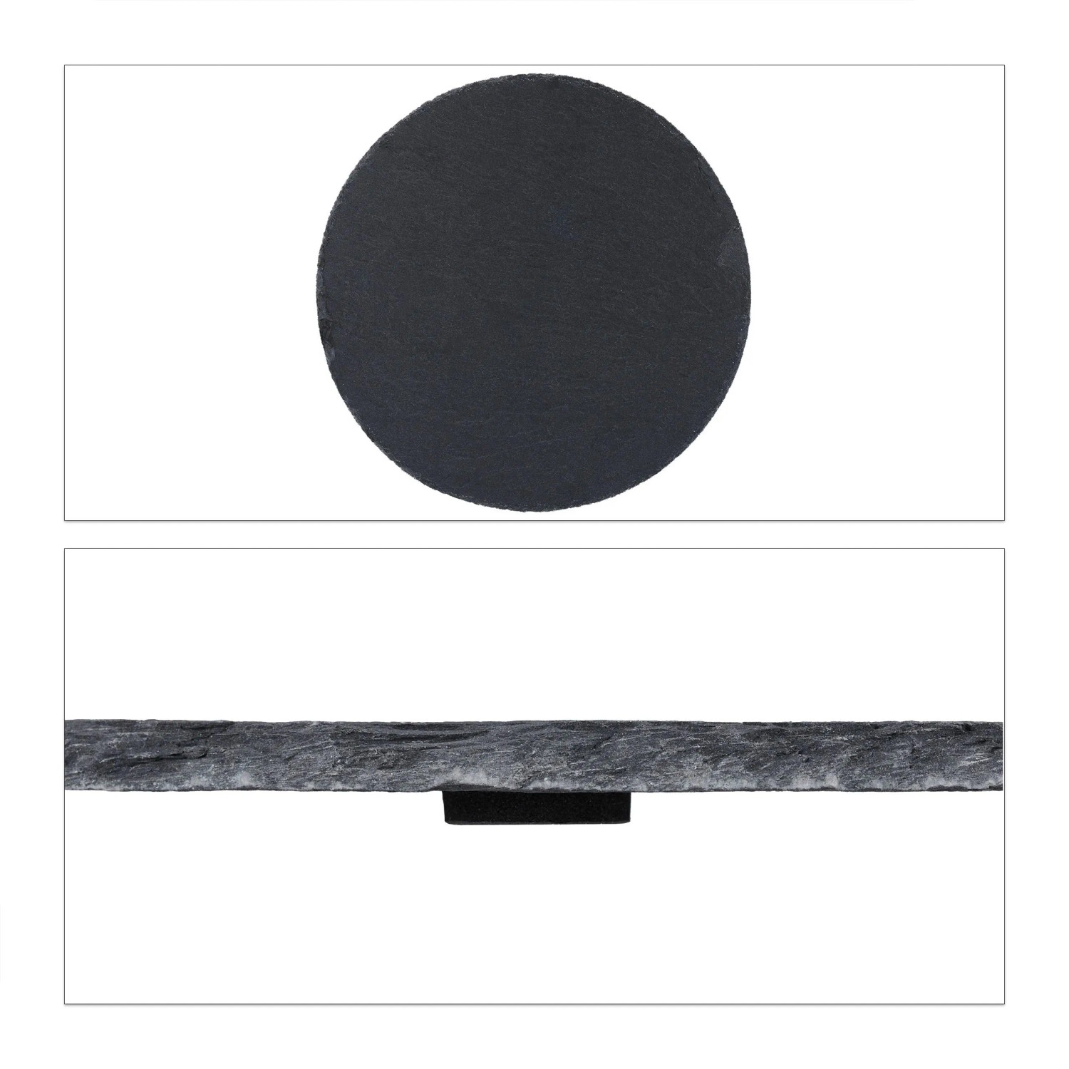 Relaxdays Servierplatten 6er Set Schiefer Anthrazit Rund Beschriftbar ø 25 cm