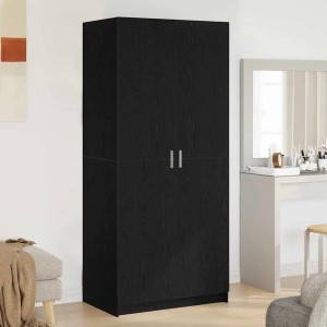 Schwarzer vidaXL Kleiderschrank (80x51x180cm) aus Holzwerkstoff mit zwei Türen.