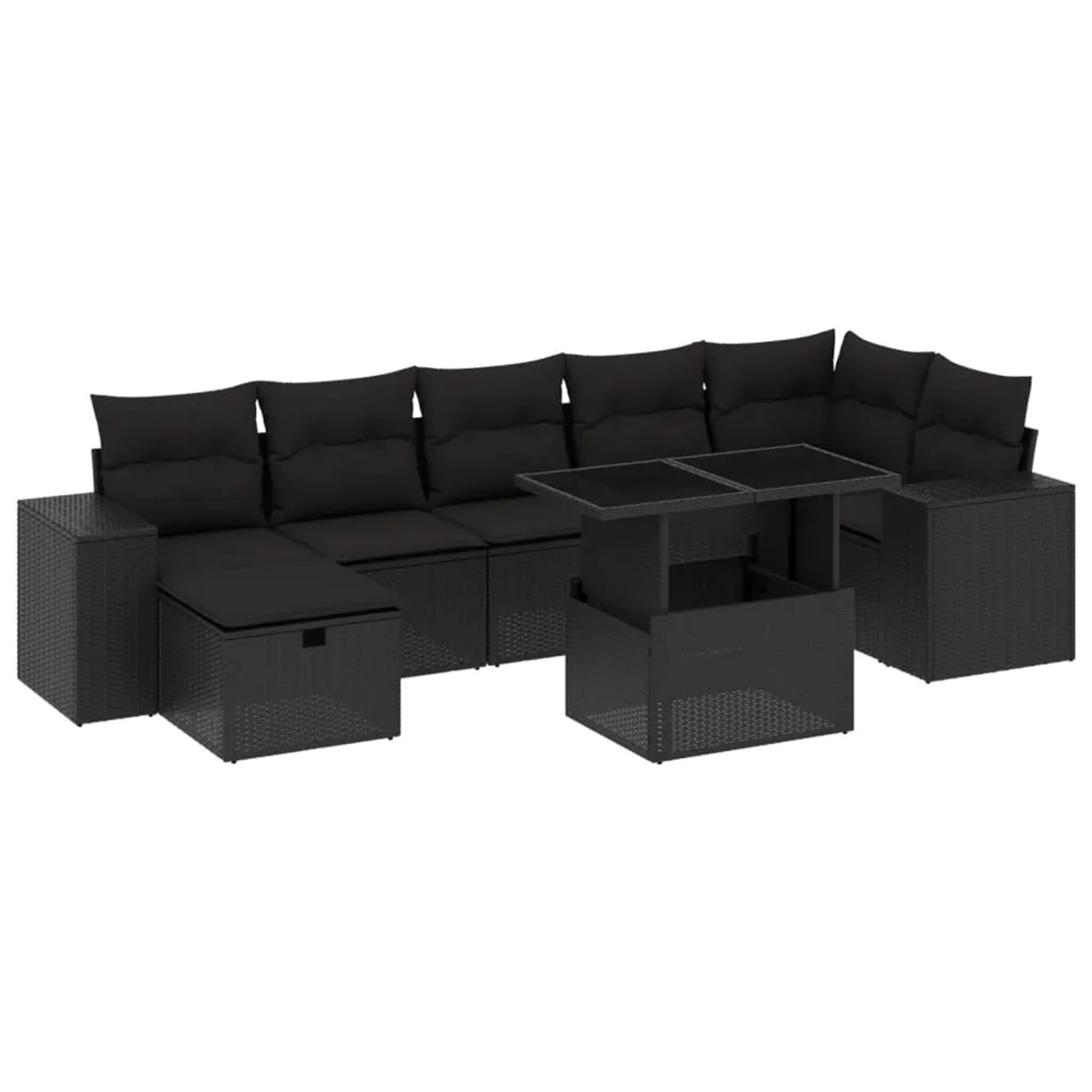 vidaXL 8-Tlg Garten-Sofagarnitur mit Kissen Schwarz Poly Rattan 3275305 günstig online kaufen