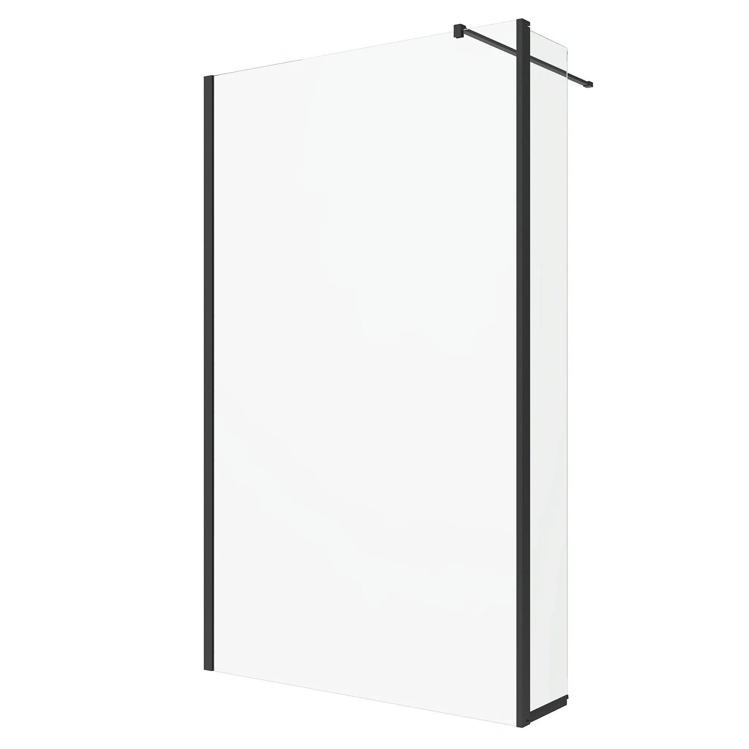 Aquabatos Walk In Dusche mit Spritzwasserschutz Klare Walk in Duschwand 100 x 200 cm ESG Nano Glaswand Bad Duschabtrennung Schwarzmatt
